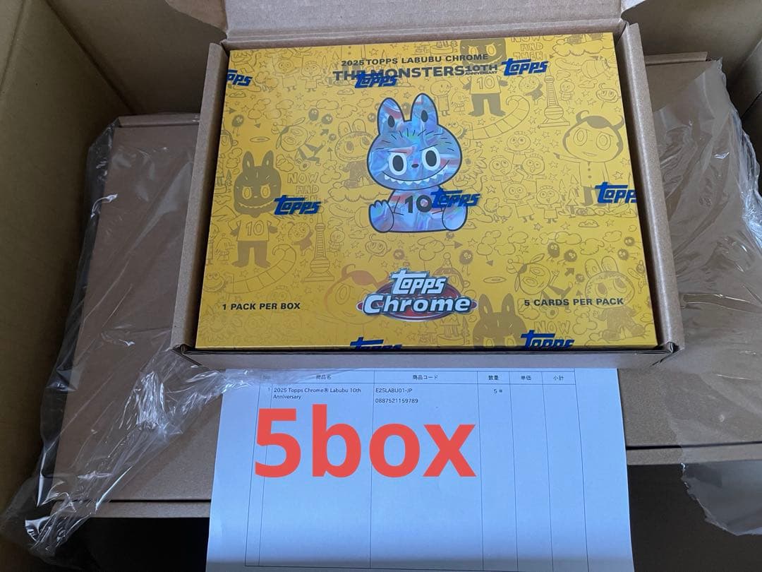 2025 topps chrome labubu 10th 未開封品　5BOX