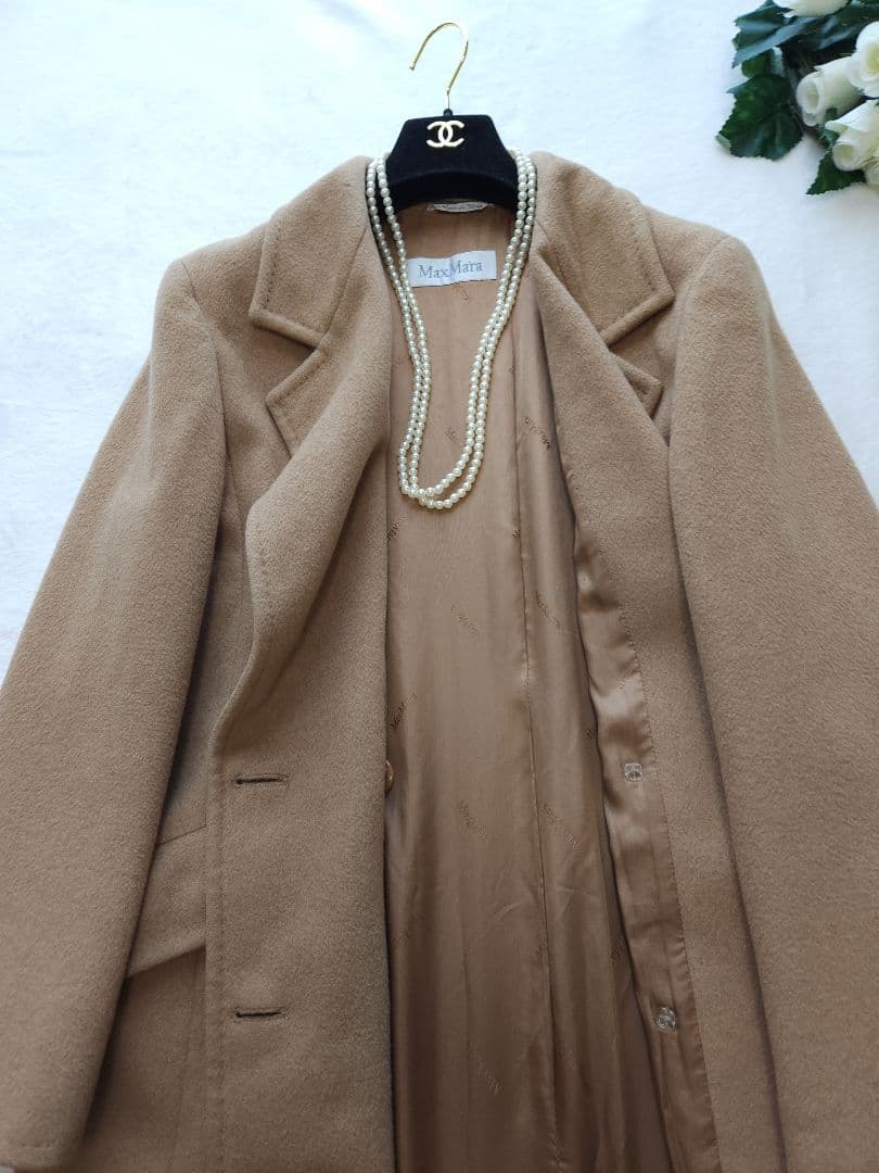 MaxMara 最高級ロングチェスターコート　47万 キャメル100%*若干訳有