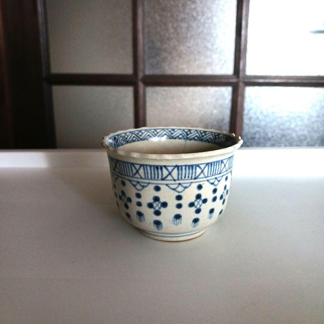 初期能茶山大振猪口　半陶半磁