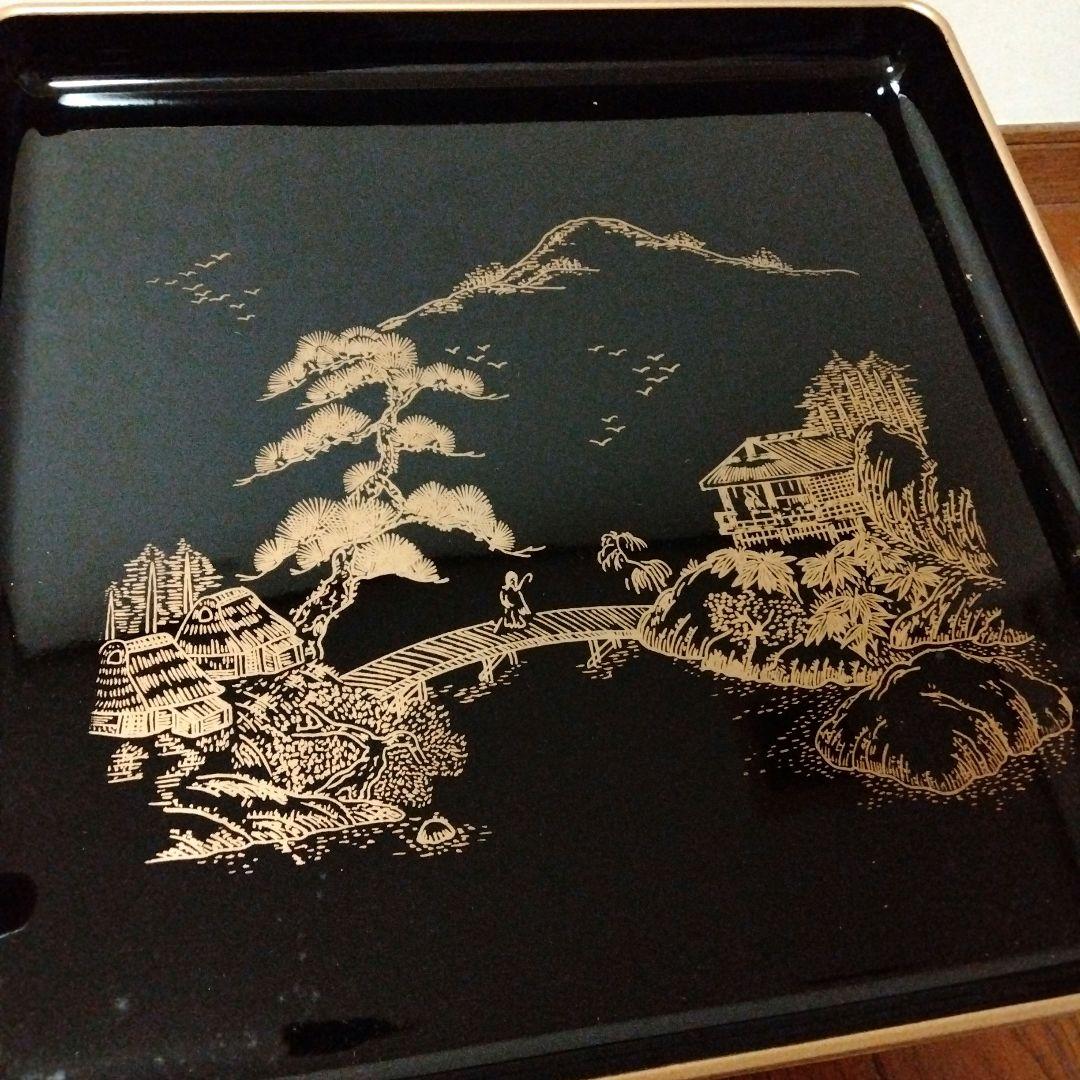 輪島塗り御膳　漆器 黒膳　御膳　輪島塗　9枚セット　昭和レトロ