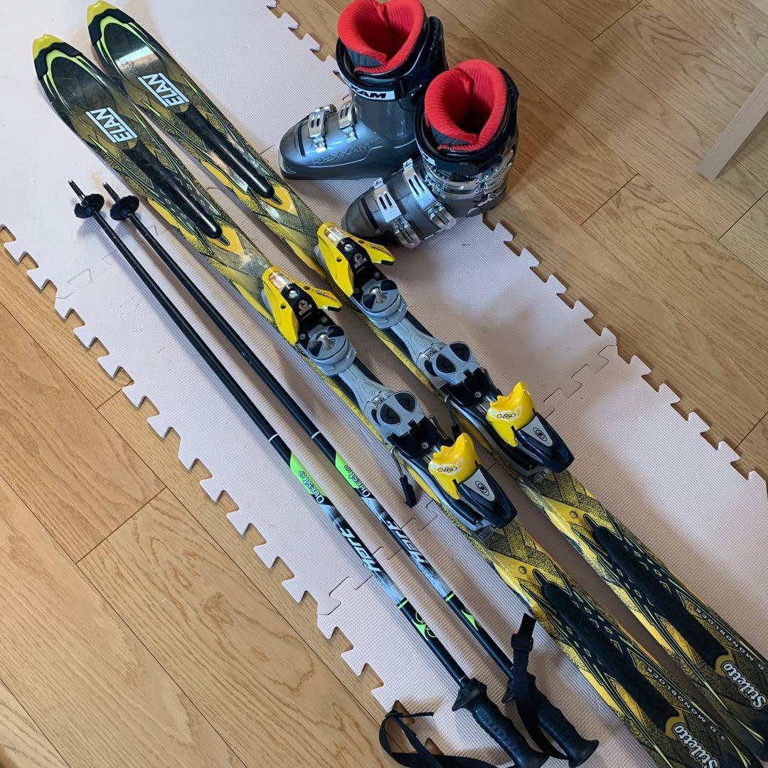 ELANスキー3点セット スキーブーツREXXAM ポール ストックHART