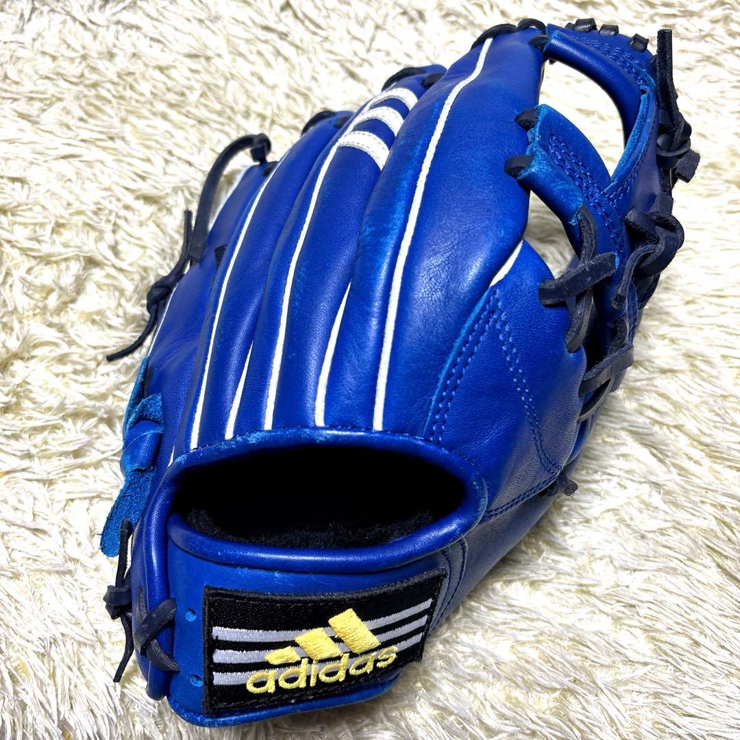 adidas アディダス 軟式 野球グローブ 一般 大人用 本革 希少ブルー 青