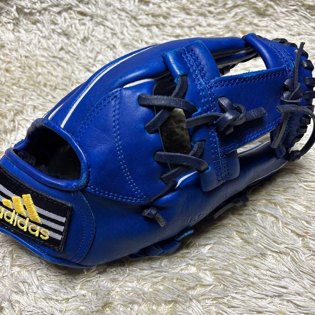 adidas アディダス 軟式 野球グローブ 一般 大人用 本革 希少ブルー 青