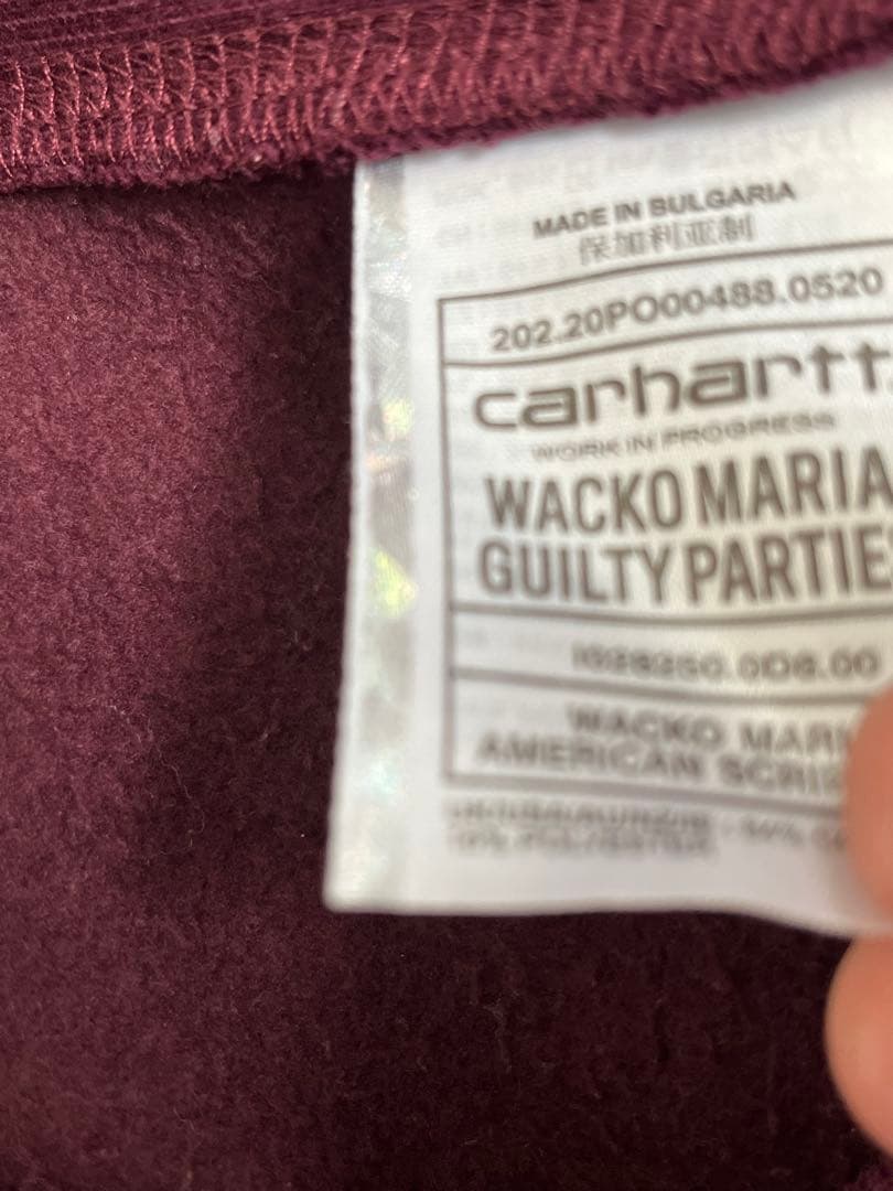 ワコマリア × カーハートWIP コラボスウェット ボルドー XL