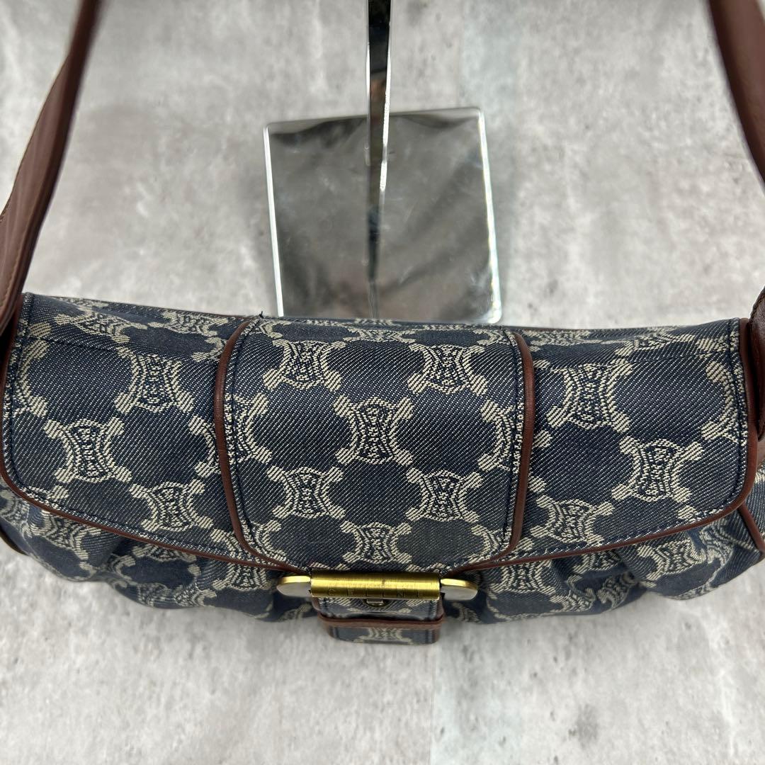 【極美品】 セリーヌ ワンショルダーバッグ パリマカダム デニム ロゴ金具