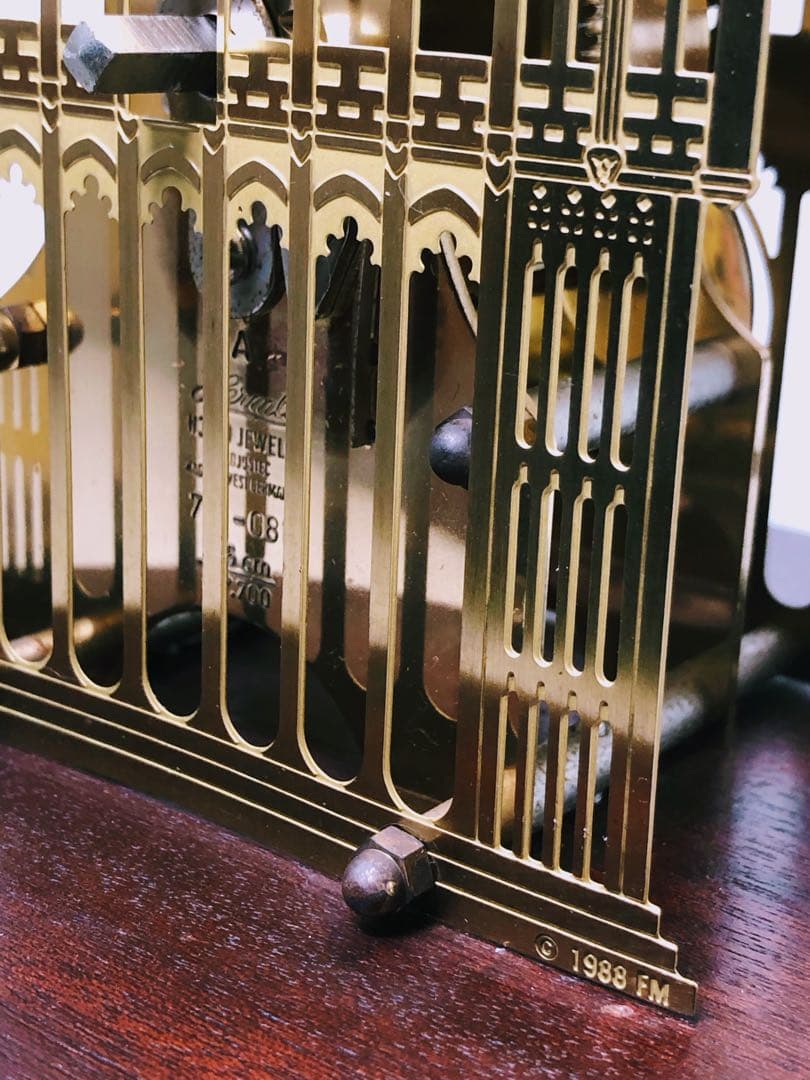 アンティーク商品☆Hermleガラスドーム ゼンマイ振り子 置時計 1988年製