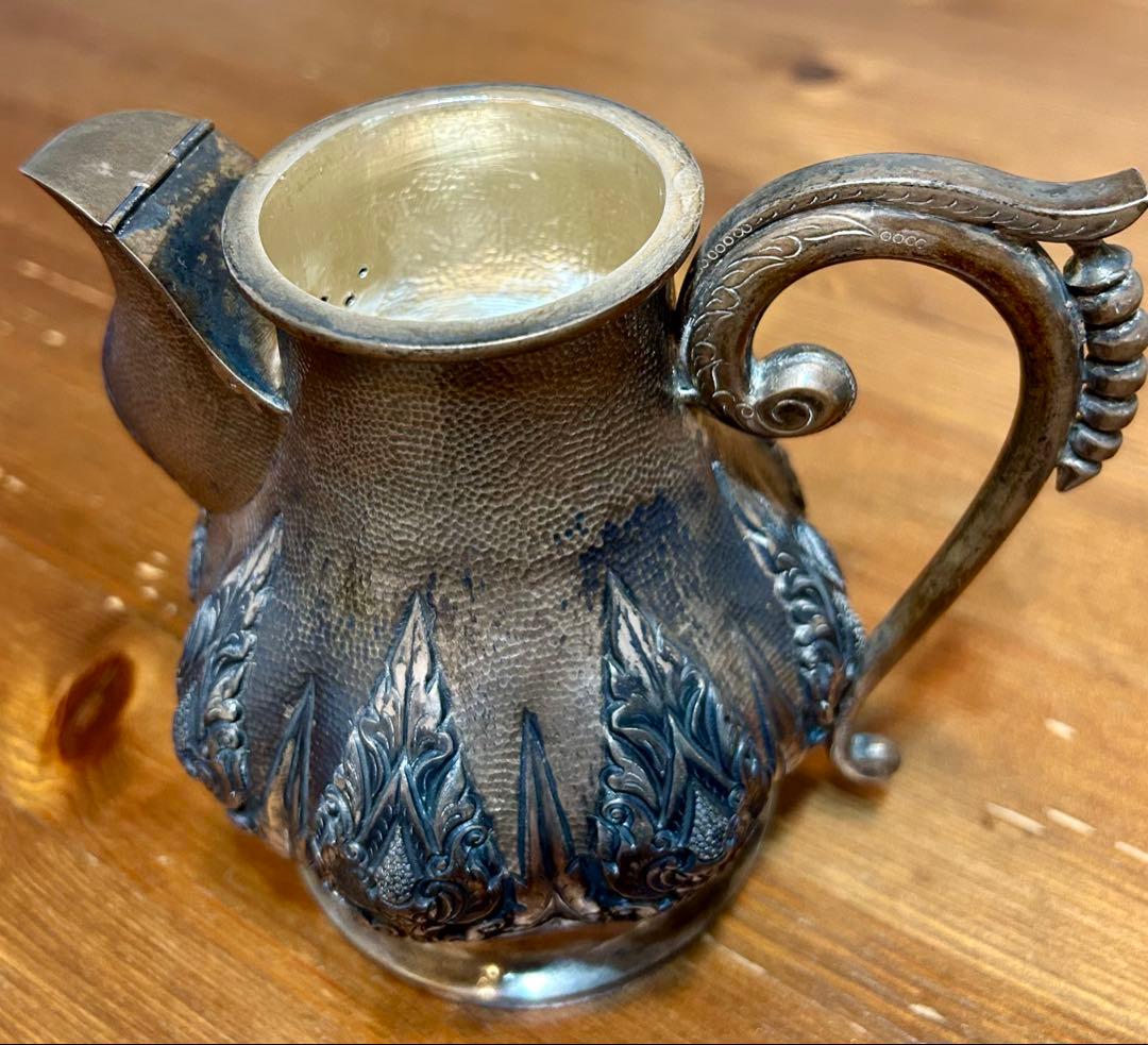 TOP刻印 純銀製ポット型容器（830 Silver）アンティーク工芸品