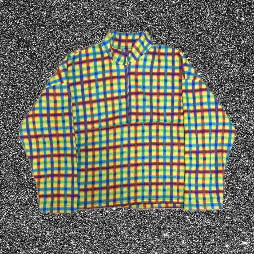 70s フリース ハーフジップ チェック柄 TALON 希少 M ヴィンテージ