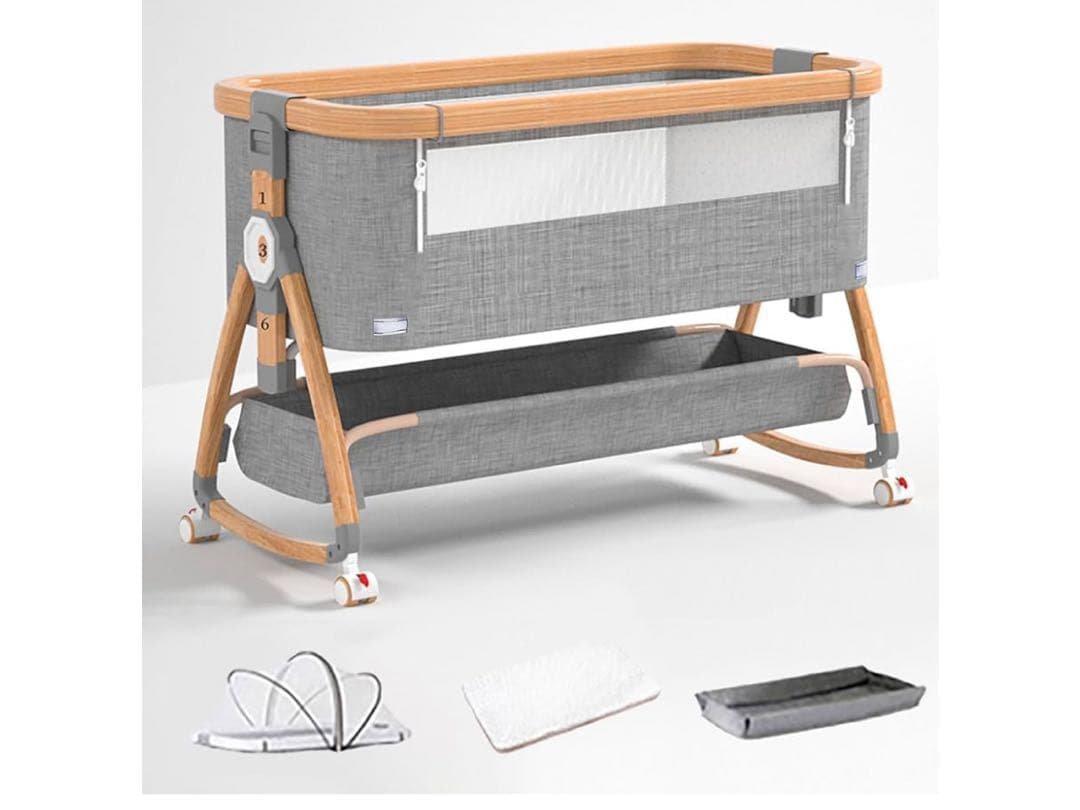 ベビーベッド 折畳み可能 高さ6段調節可能 添い寝ベッド 組み立て簡単