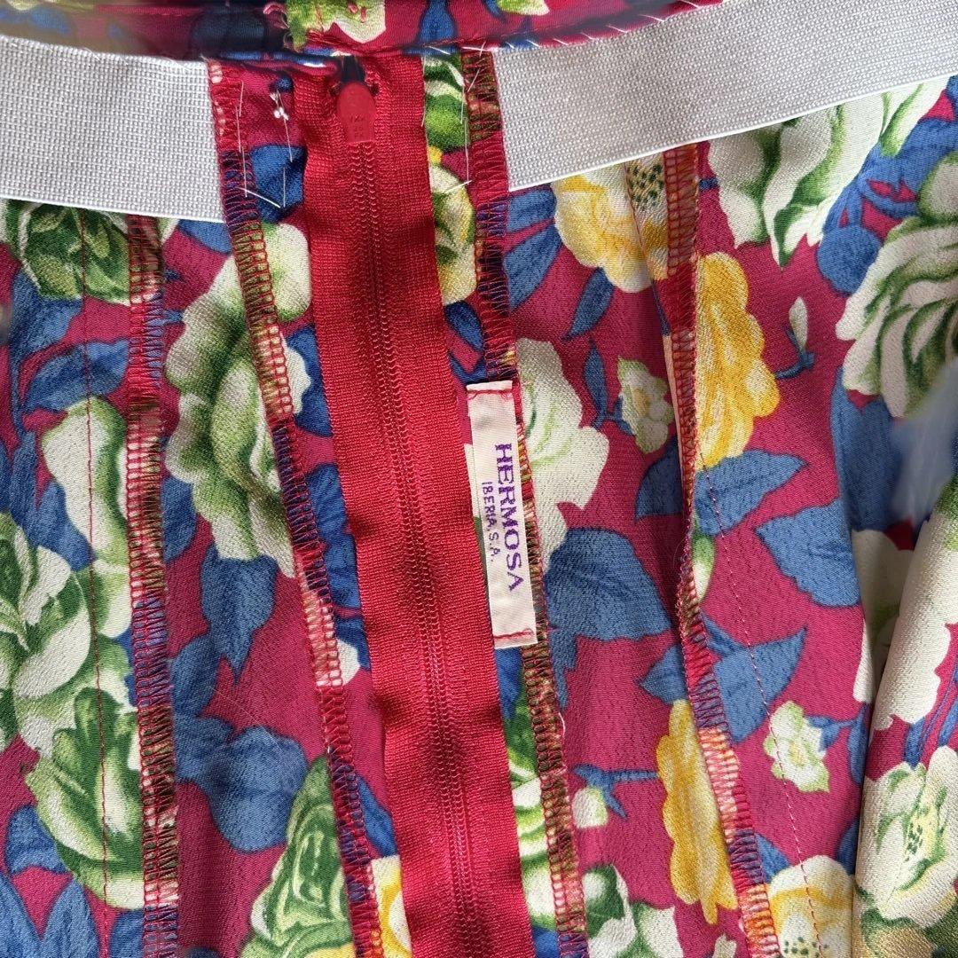 フラメンコ スカート 紫と花柄三点セットアップ