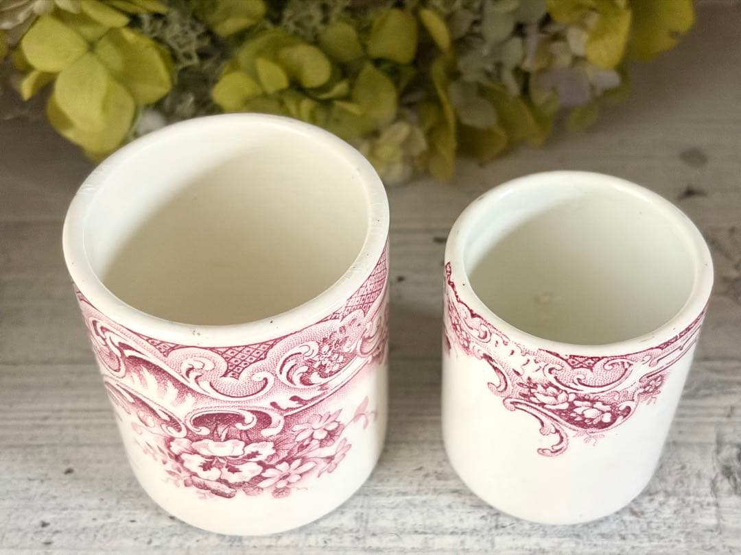 【美品】 フランスアンティーク ポット ２個 BFK DAUPHIN ロカイユ