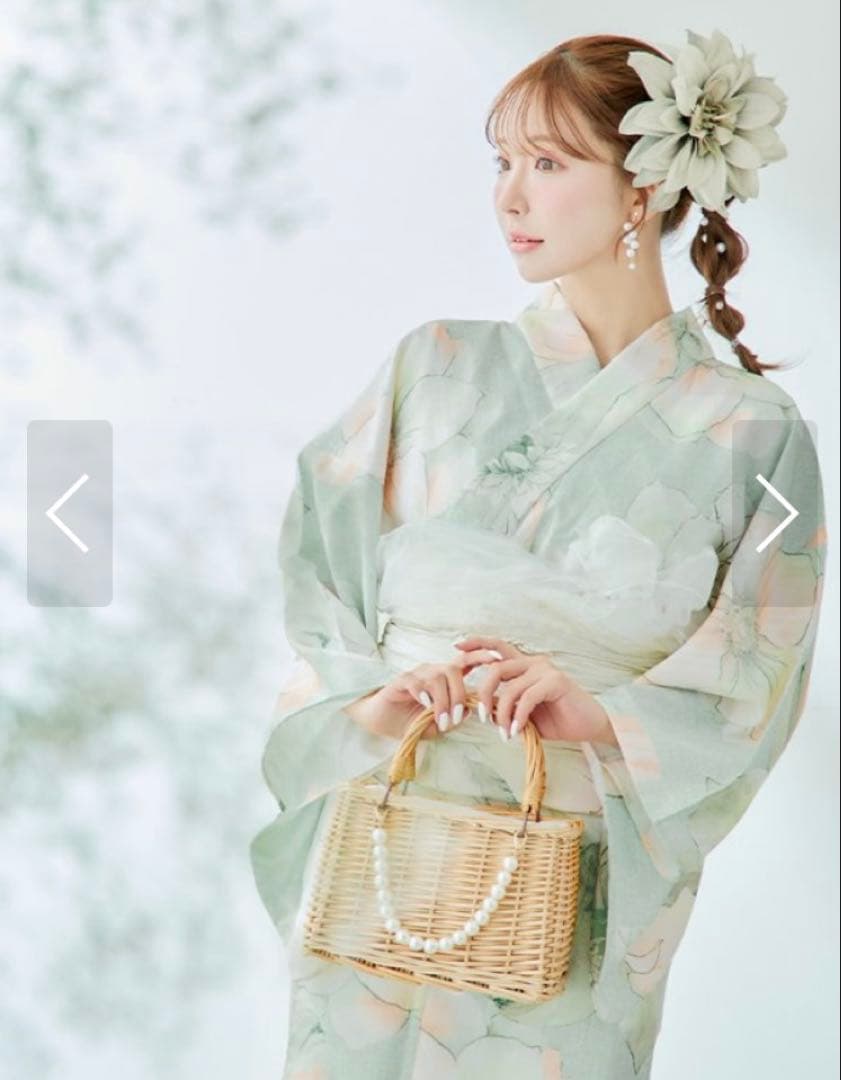 新品未使用 アイシーミントフラワー浴衣 【浴衣３点セット】