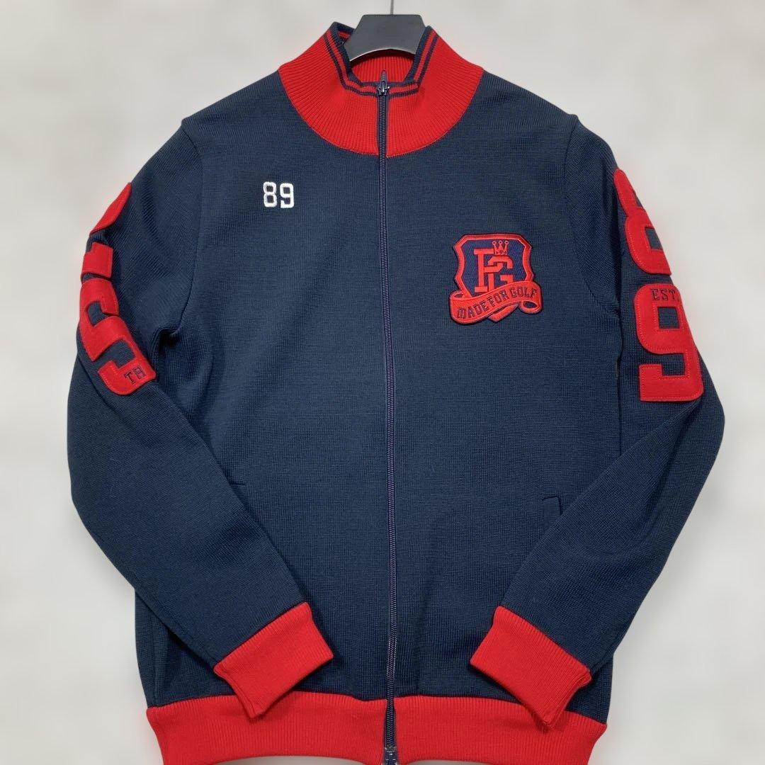 未使用級 パーリーゲイツ ドライバーズニット 25周年記念品 紺 赤 サイズ5