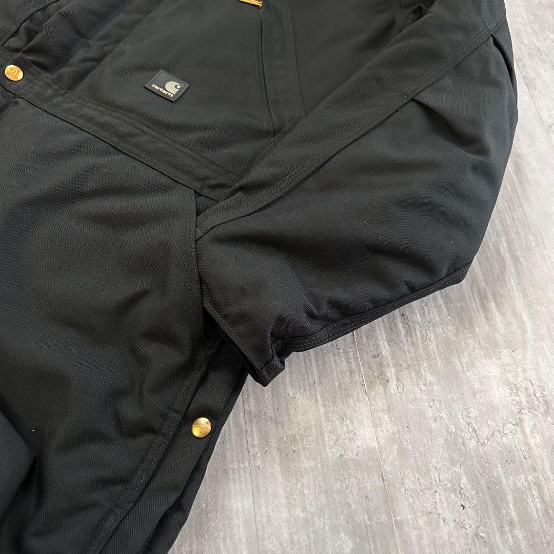 P276【42R】【ダブルニー】カーハート 防寒つなぎ 中綿入り 黒 メキシコ製