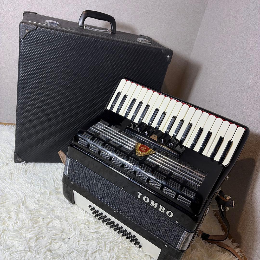 【希少】オールブラック TOMBO トンボ アコーディオン T 48 ケース付