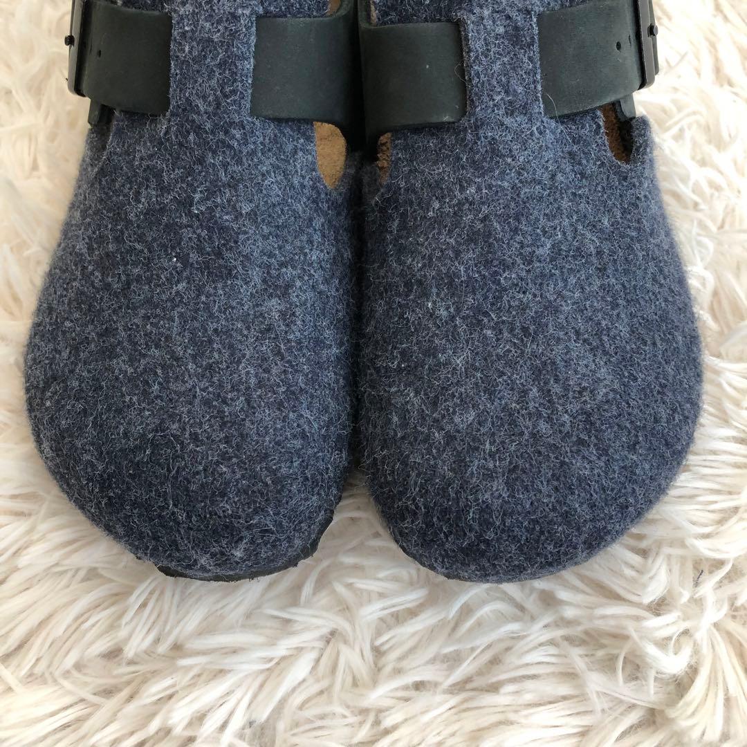 ビルケンシュトックサンダルロンドンウールフェルト×レザーネイビー35