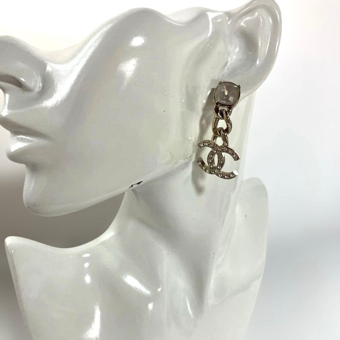 【美品】CHANEL シャネル ココマーク ラインストーン ピアス