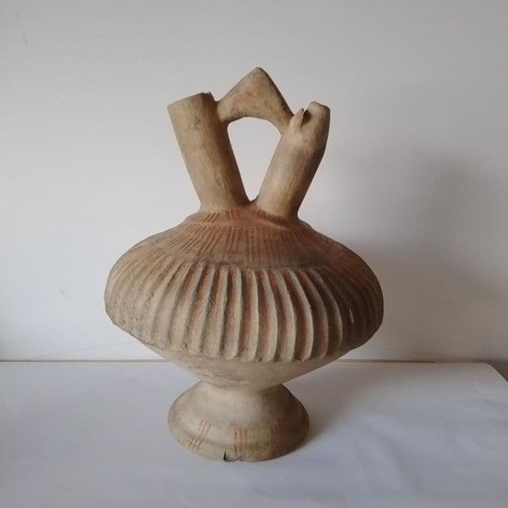 彩色陶器　テラコッタ 二口水差し　アンティーク