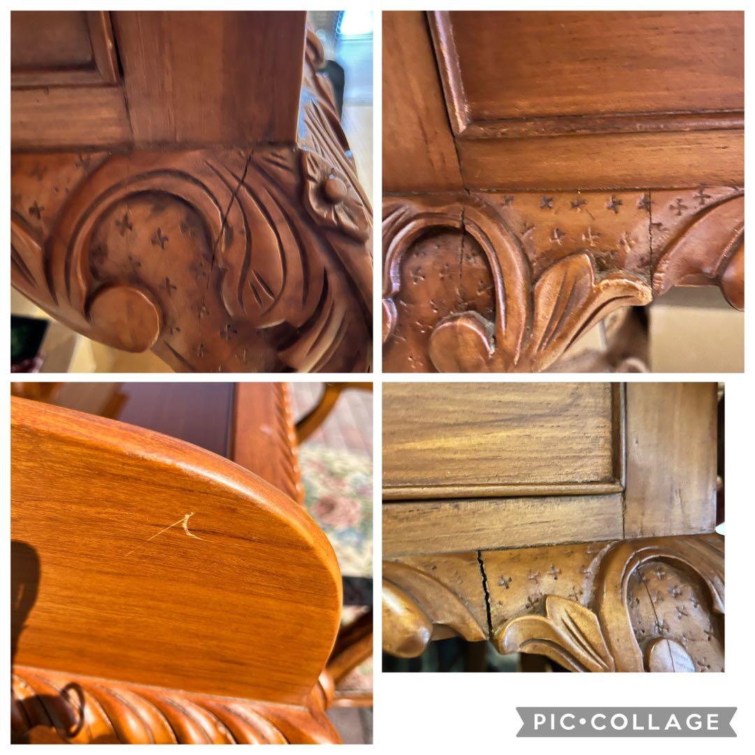 高級 ヨーロッパ アンティーク 猫脚 書斎机 ビンテージ 木製机 豪華 ロココ調