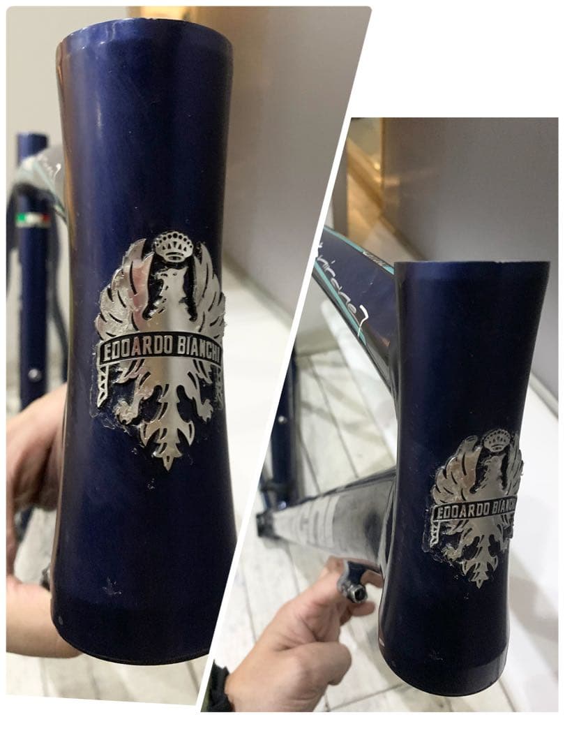 ◆ビアンキBianchi 渋い紺色×白×チェレステのアルミフレーム◆ロードバイク