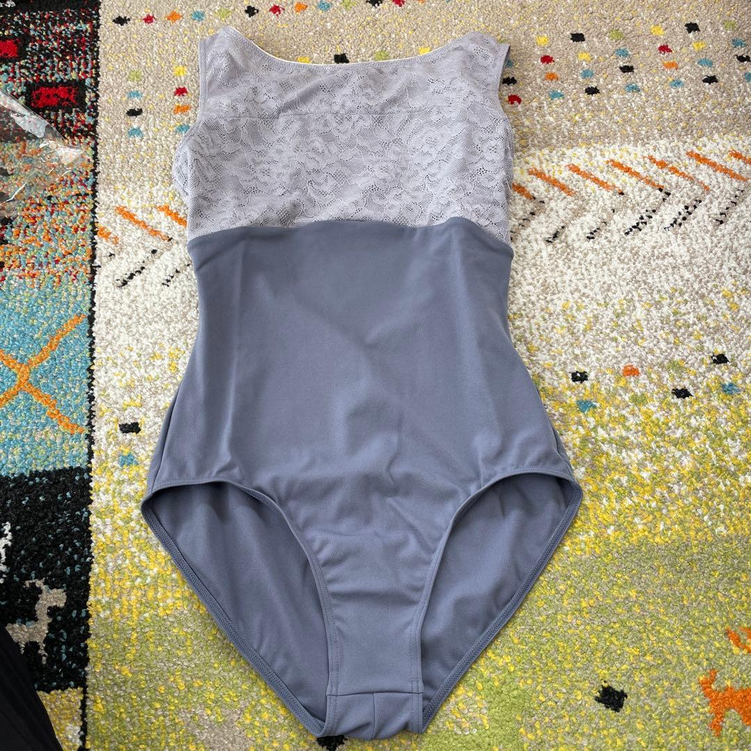 チャコット　グレー レース バレエ レオタード　Lサイズ