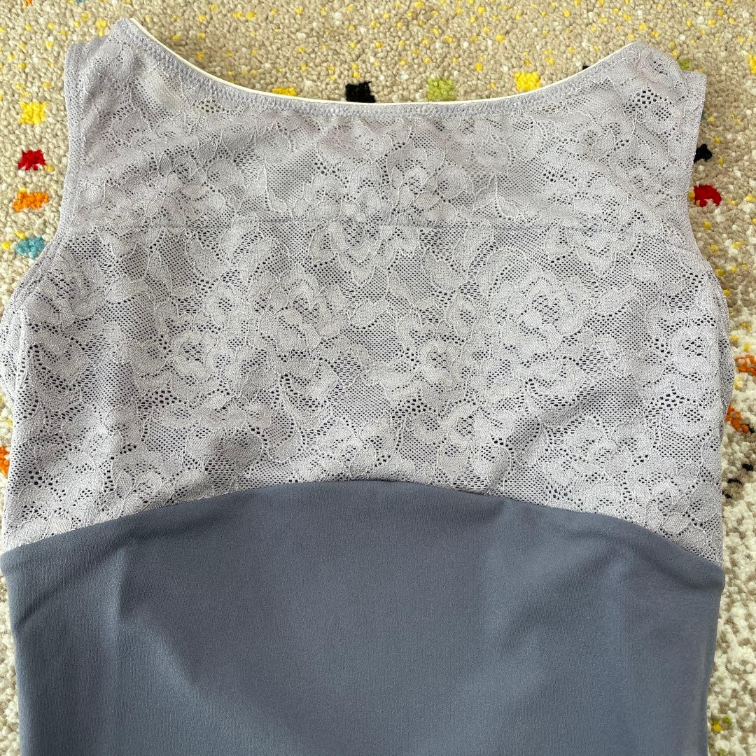 チャコット　グレー レース バレエ レオタード　Lサイズ