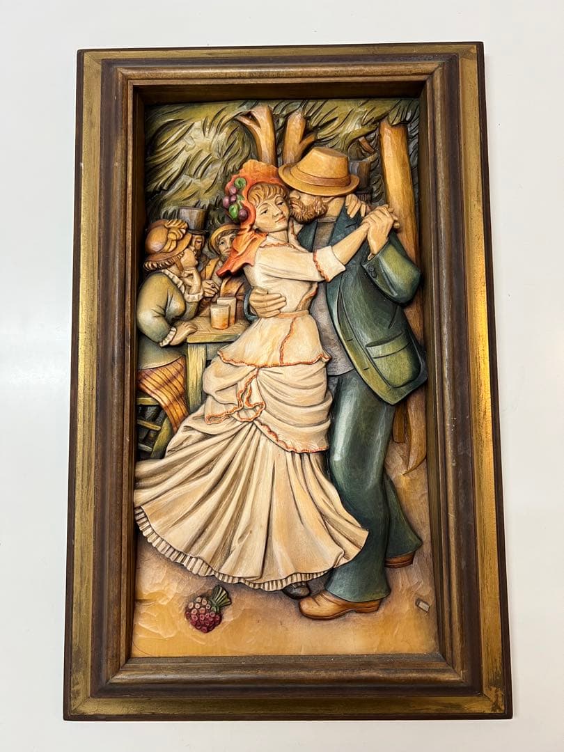 ANRI アンリ　木彫り　P.A. RENOIR ルノワール作品　額装