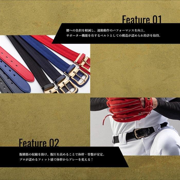 【究極の野球専用ベルト】 コアエナジー 3　サイズ調整可能　ブラック/シルバー