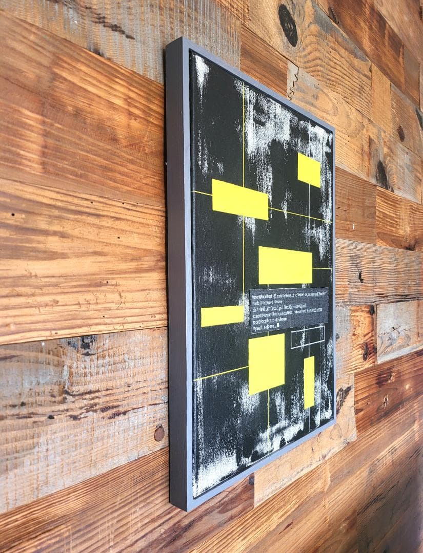 デジタル'85 / 抽象画 キャンバス 額セット 44×32㎝ 原画1点のみ