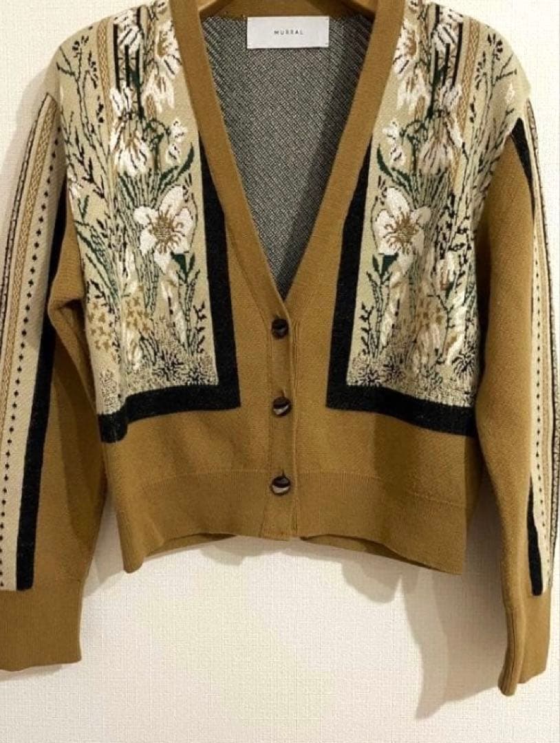 MURRAL ベージュ 長袖カーディガン　花柄