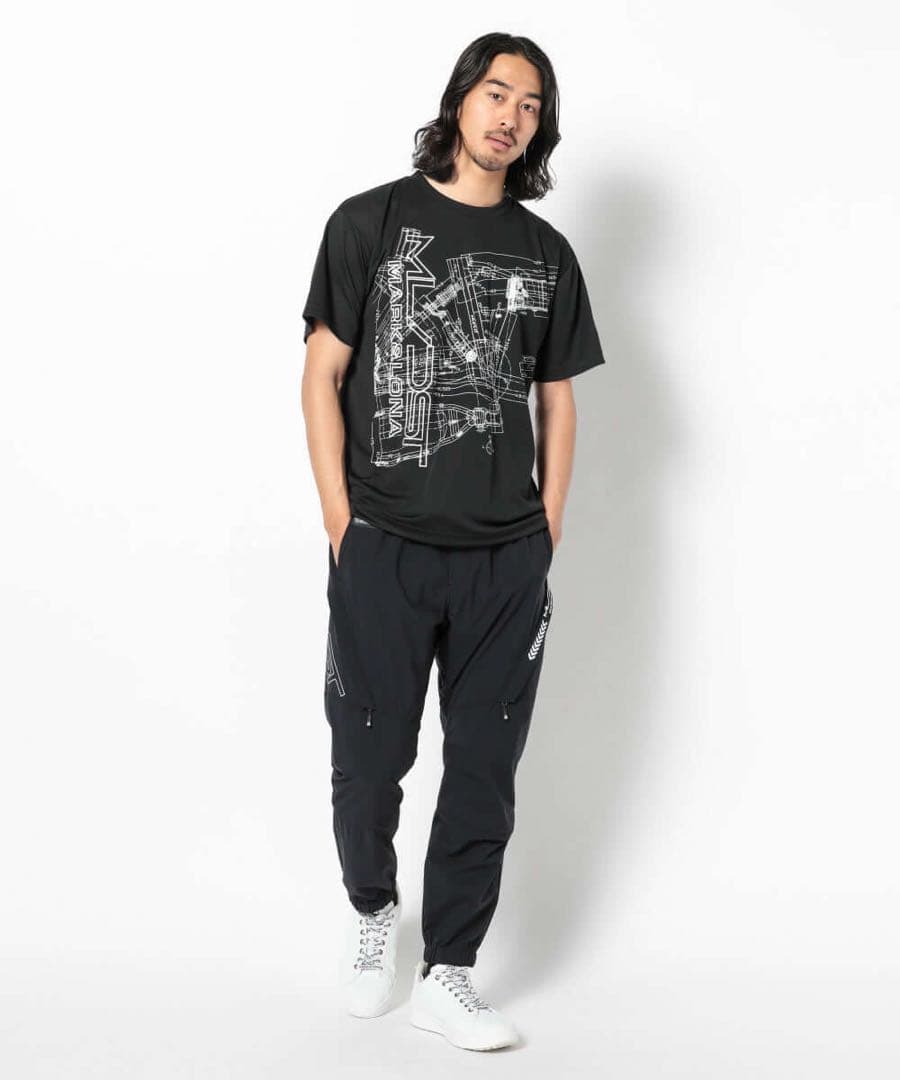 【試着】MARK&LONA ナイロンパンツ 黒 ジョガー DST スウェット