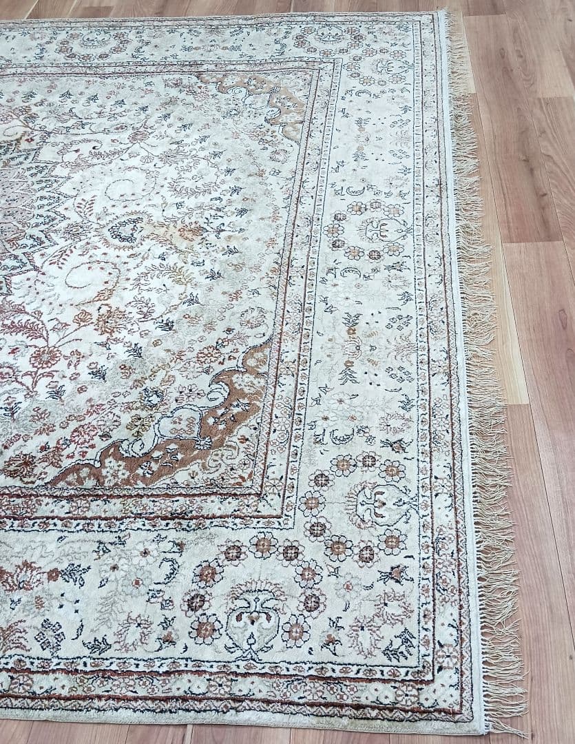 Y3248 中国シルク絨毯 シルク100% 手織り150段 大判3m越え