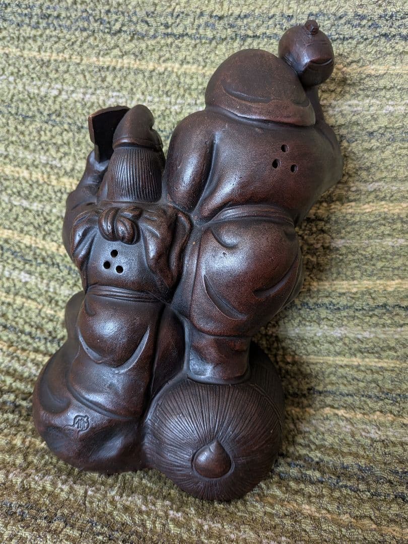 No.16古備前焼恵比寿・大黒天座像A15、陶器七福神置物、 工芸品