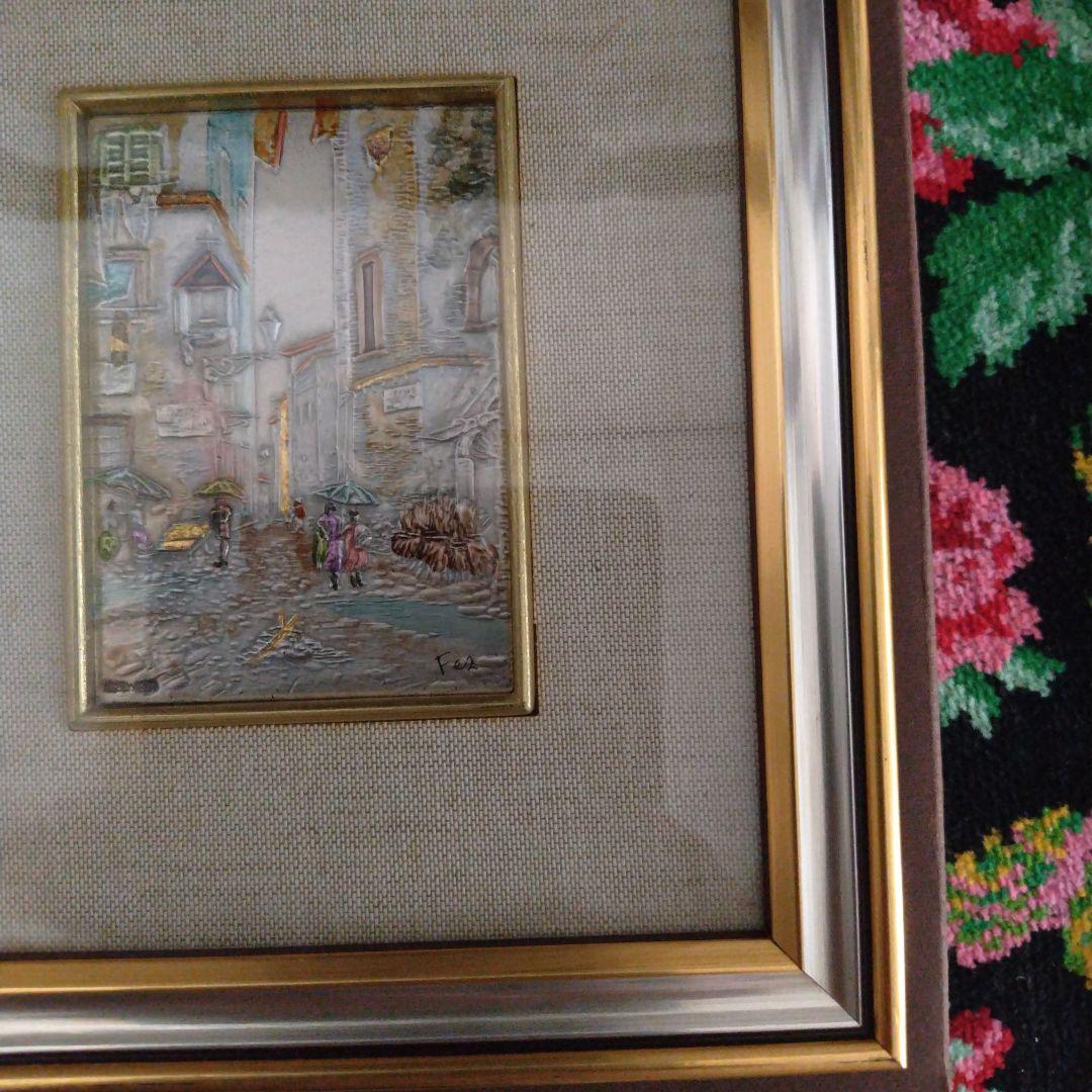 ★イタリア フィレンチェ 銀板画 銀製 925 風景画 額装