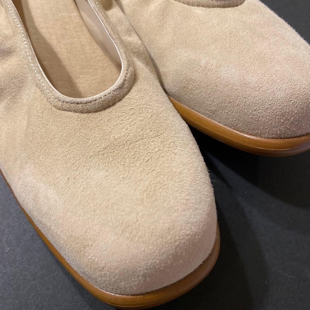 新品牛革スエード サブリナシューズ、SPAIN 製ベージュ、22.5cm