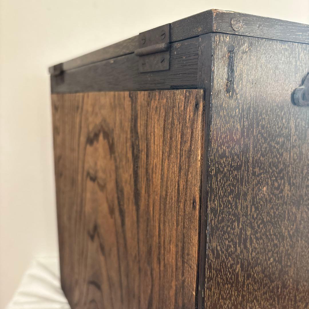 昭和レトロ 木製裁縫箱 ソーイングボックス 連動式 引き出し付き 古道具