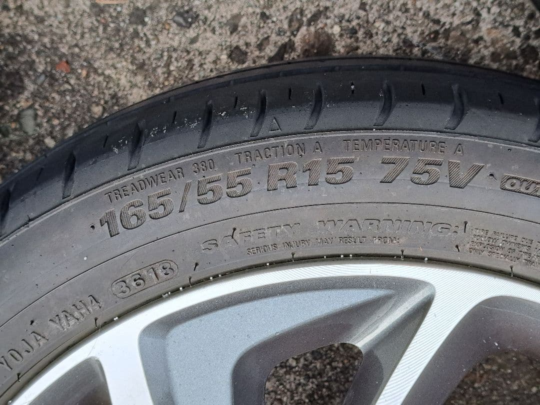 15×4.5J+45 4H100スズキ純正！+165/55R15×4送料￥900