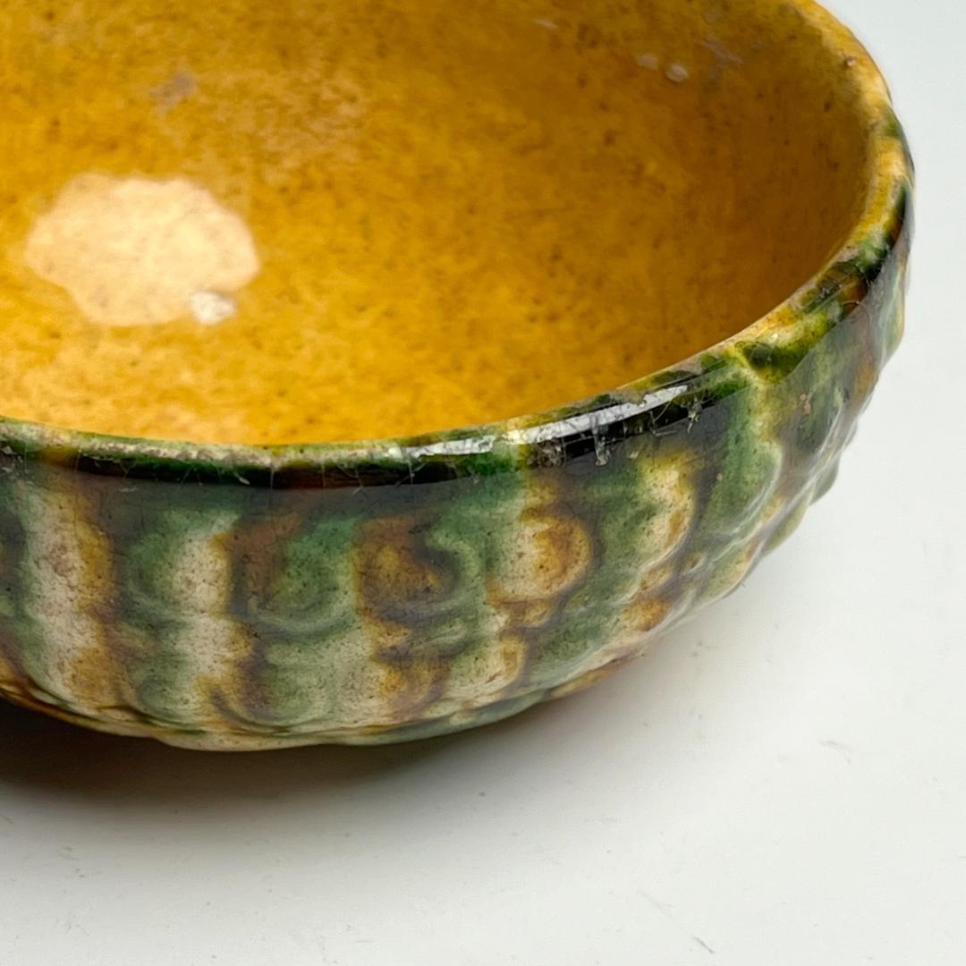 唐三彩陽刻花紋盌 唐時代 中国古玩 中国美術