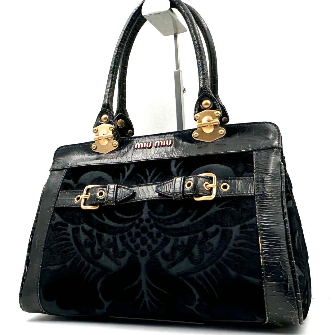 《美品》miu miu アーカイブ アンティーク加工 ゴールド金具 ハンドバッグ