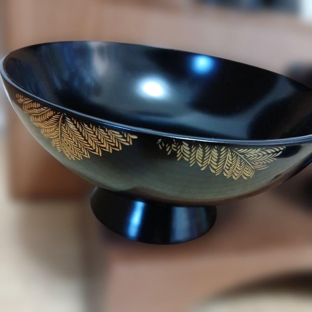 輪島塗　蓋付吸物椀 5客 金箔　蒔絵　沈金