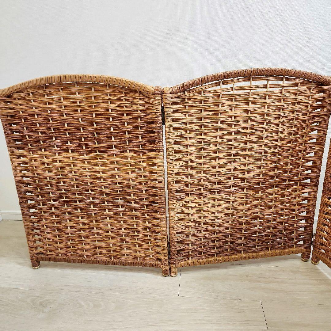 【2個セット】ペピー 軽量ついたてペットゲート ラタン調 折り畳みパーテーション