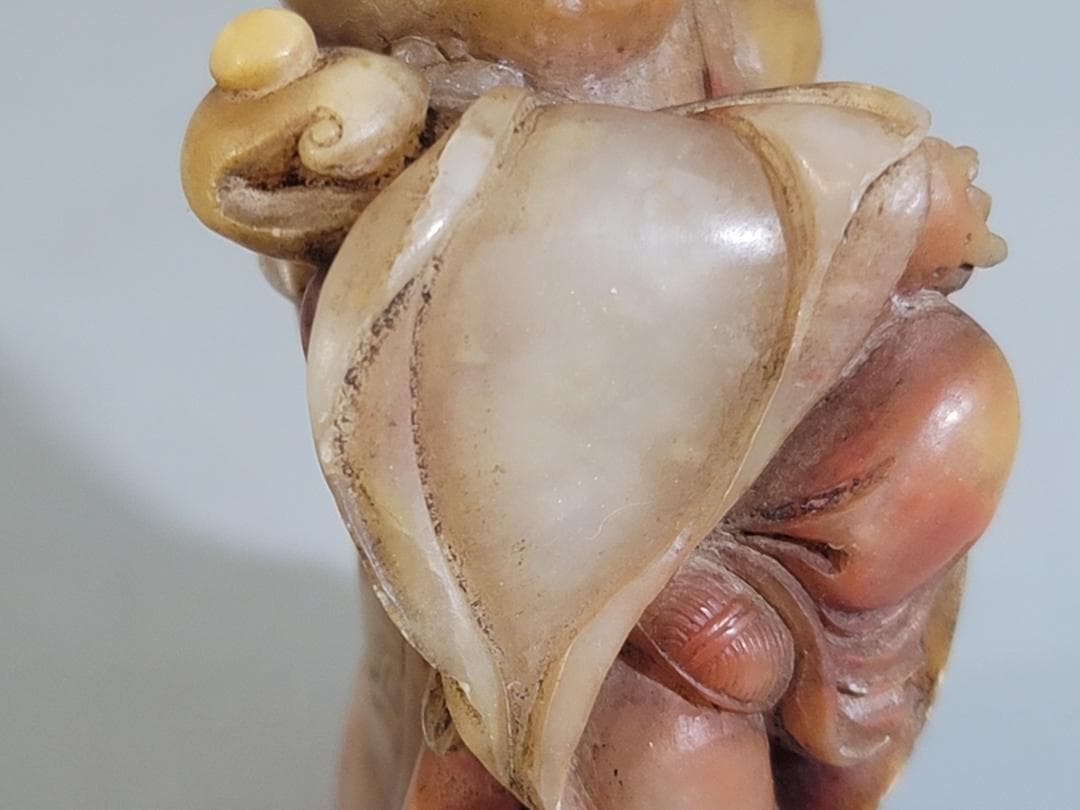 中国 古い 石彫刻 置物 台付