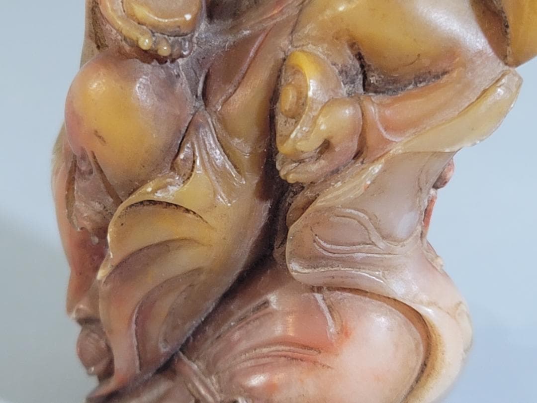 中国 古い 石彫刻 置物 台付