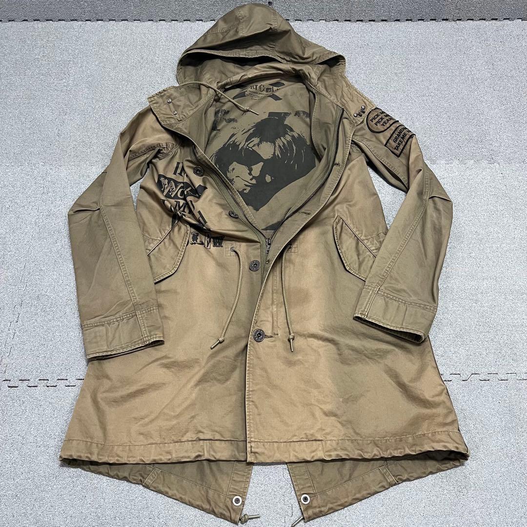966 HGカートコバーンフォト×パッチ満載グランジM51ミリタリーモッズパーカ