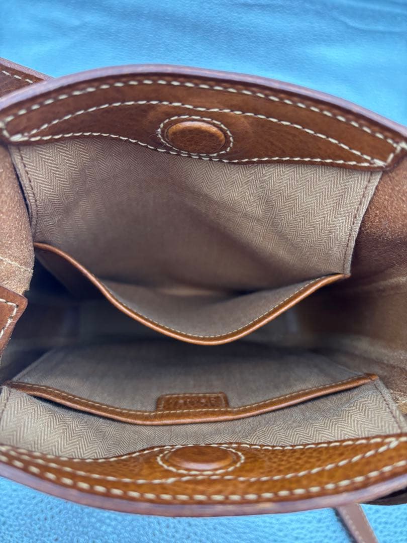 genten ブラウンレザーショルダーバッグ