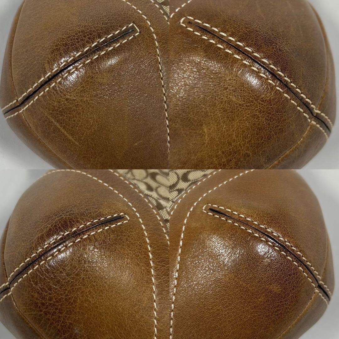 【美品/保存袋付】コーチ 6818 シグネチャー ワンハンドバッグ 肩掛け 茶