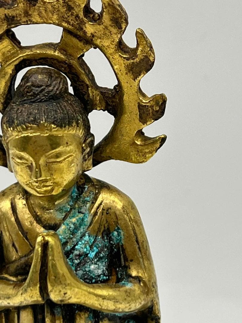 北魏時代 金銅観音菩薩立像　铜鎏金 金銅仏　唐物　仏教用品　仏像(B-104③)