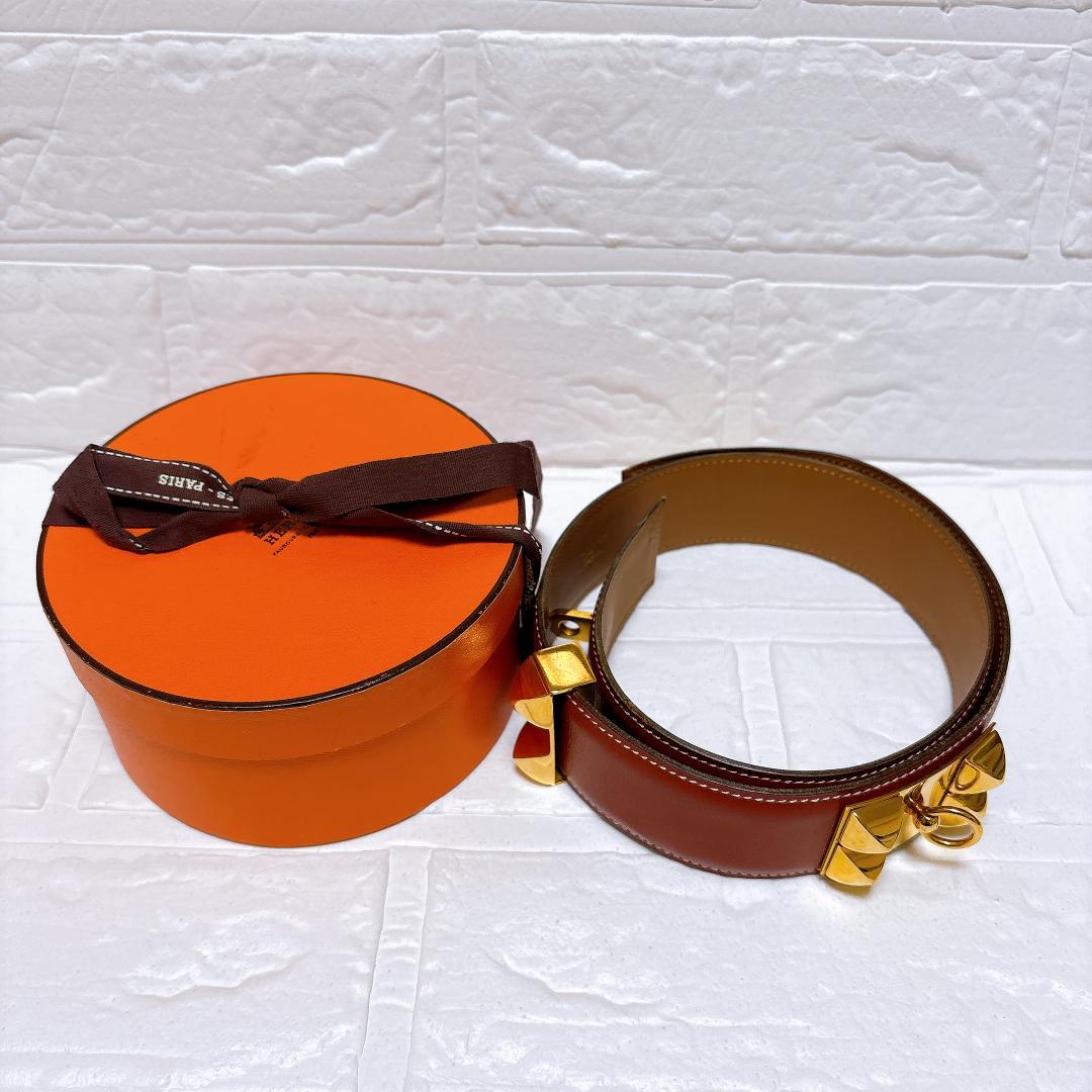 HERMES エルメス コリエドシアン メドール ベルト ブラウン×ゴールド