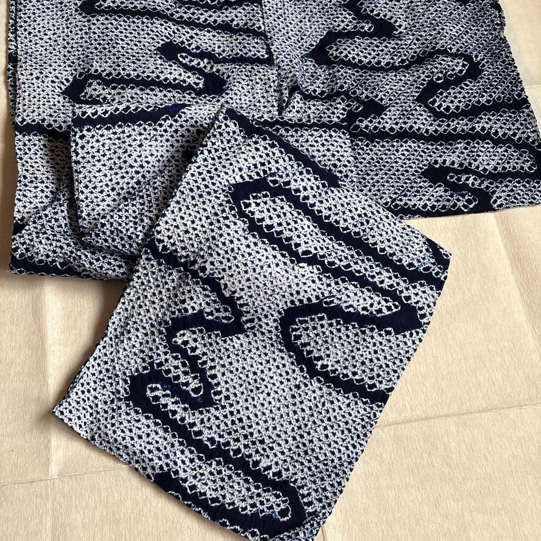 美品　有松絞り　藍染め　浴衣　木綿