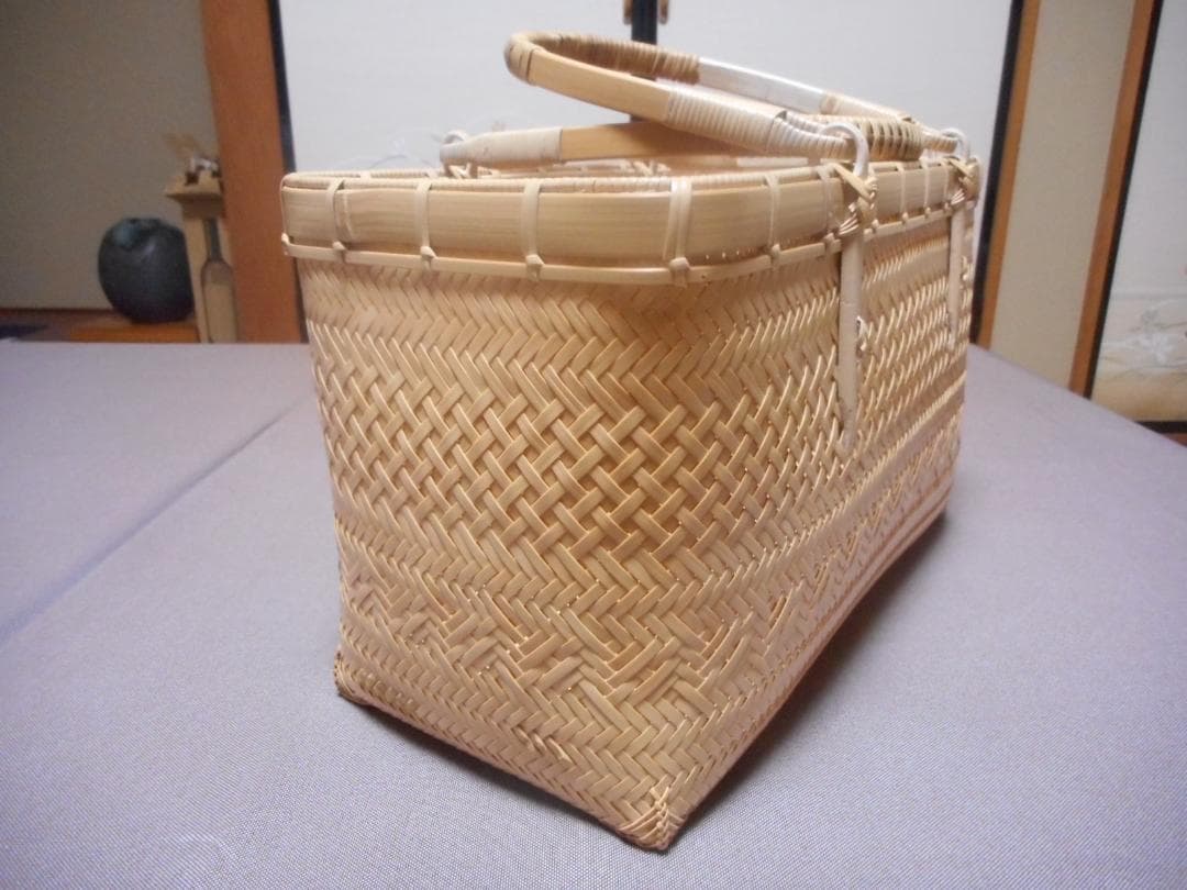 【竹細工】桝網代編み白竹のバッグ